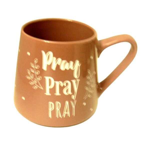Pray Mauve Stoneware Coffee Tea Mug Thyme & Table 16 fl oz Inspirational Design - Picture 3 of 4